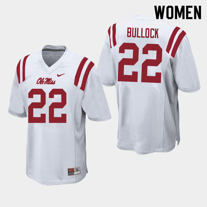 Women #22 Kentrel Bullock Ole Miss Rebels College Football Jerseys Sale-White